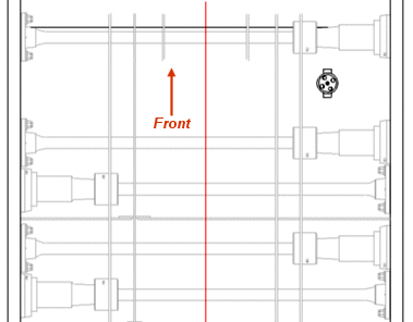 Front drain position